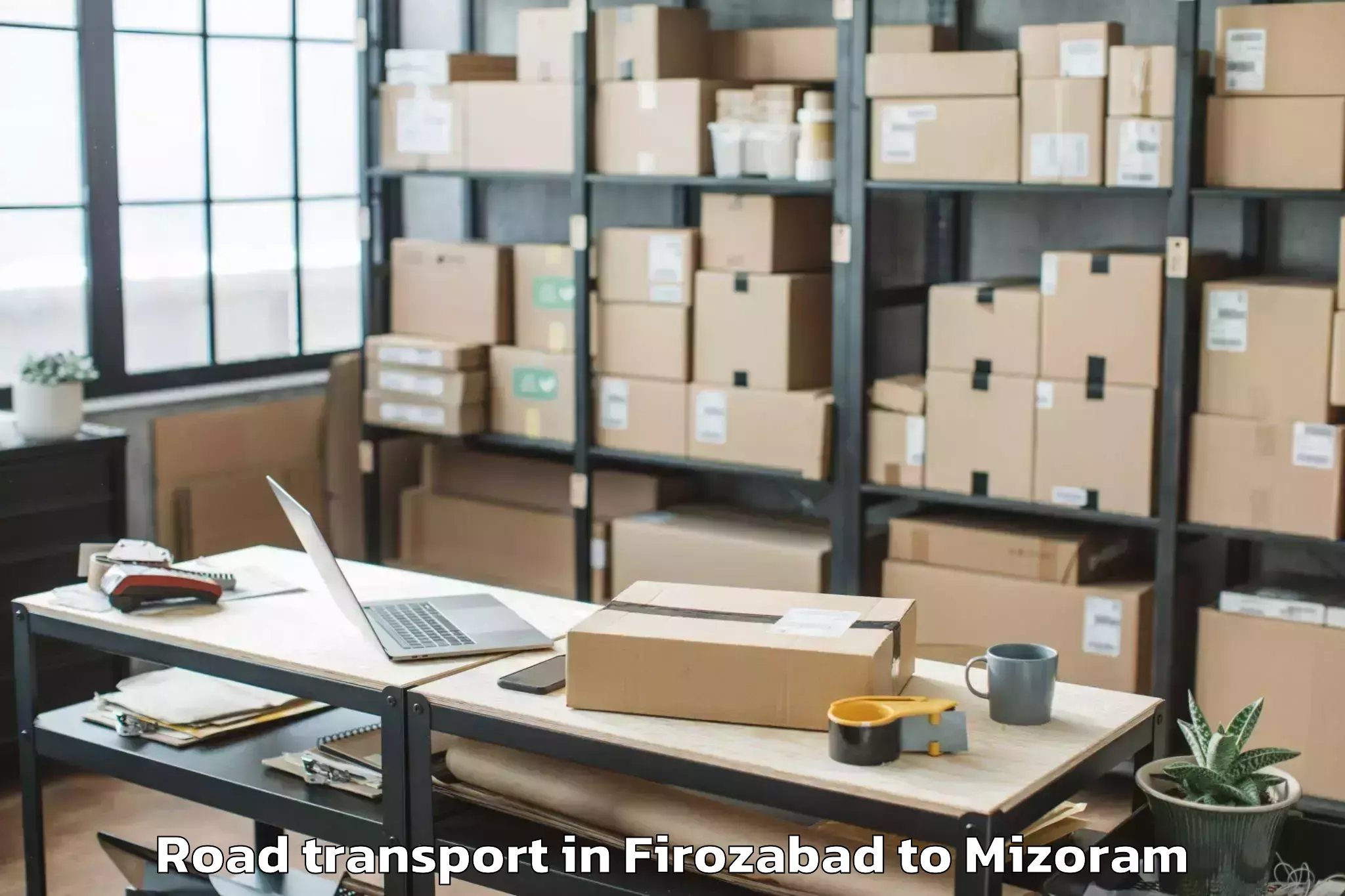 Affordable Firozabad to Hnahthial Road Transport